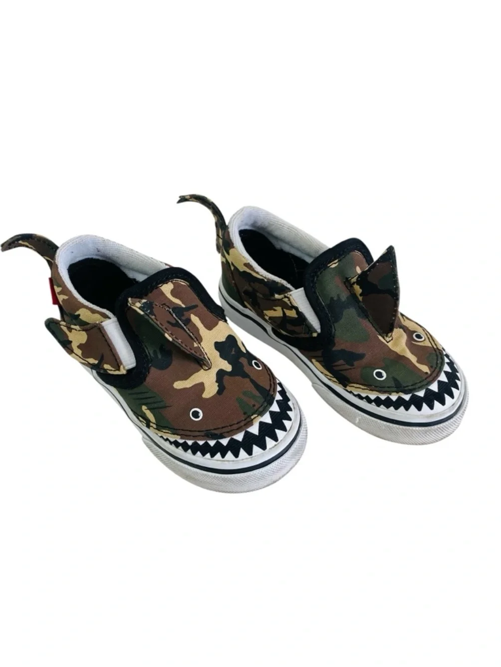Vans Toddler Slip On V Camo Shark Sneakers Size 7